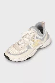 Textile sneakers with brand logo