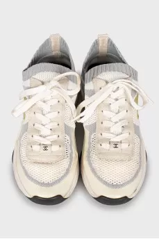 Textile sneakers with brand logo