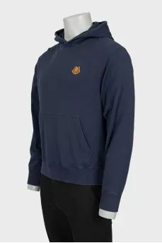 Men's Blue Hoodie with Patch