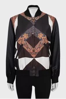 Slim fit silk bomber jacket