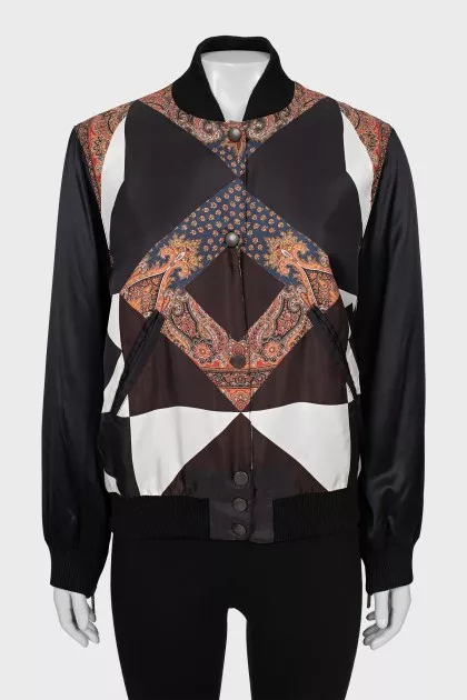 Slim fit silk bomber jacket