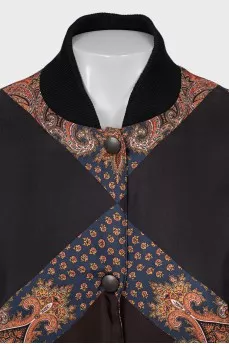 Slim fit silk bomber jacket