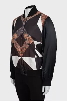 Slim fit silk bomber jacket
