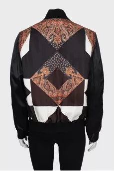 Slim fit silk bomber jacket