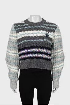 Knitted sweater with embroidered brand logo