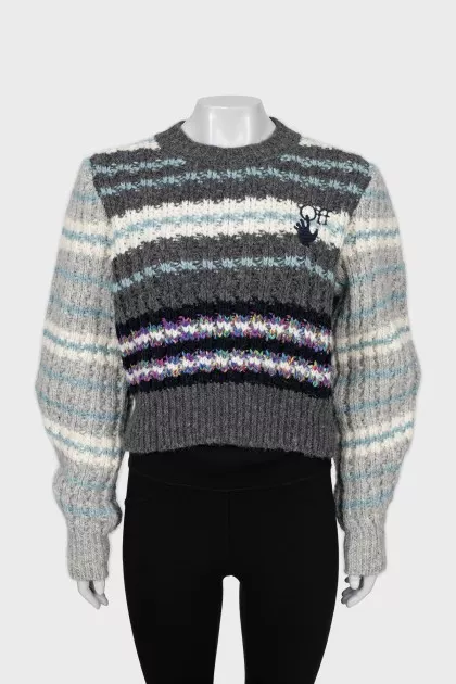 Knitted sweater with embroidered brand logo