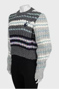 Knitted sweater with embroidered brand logo