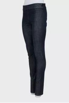 Dark blue jeggings with stitched creases