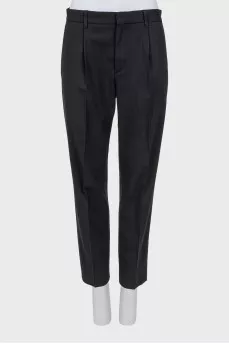 Grey tapered trousers with arrows
