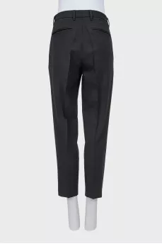 Grey tapered trousers with arrows