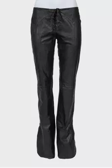 Leather trousers with slits at the bottom