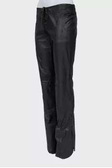 Leather trousers with slits at the bottom