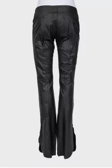 Leather trousers with slits at the bottom