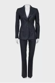 Blue pinstripe suit