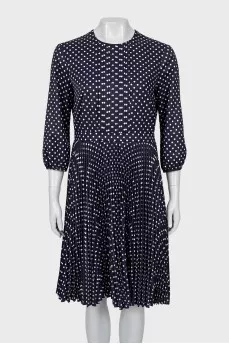 Blue dress with pleated skirt