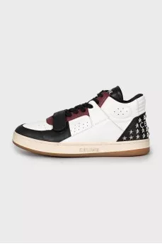 Leather sneakers with brand logo