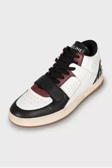 Leather sneakers with brand logo