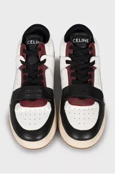 Leather sneakers with brand logo