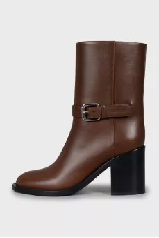 Brown leather ankle boots