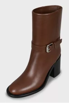 Brown leather ankle boots