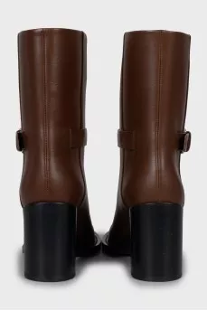 Brown leather ankle boots