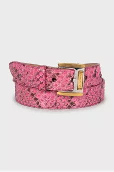 Snake leather belt with print