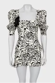 Silk floral print mini dress