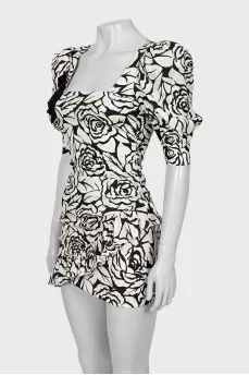 Silk floral print mini dress