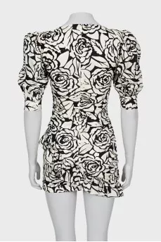Silk floral print mini dress