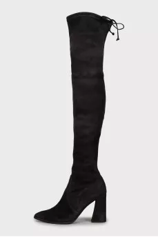 Suede over the knee boots with pointed toe