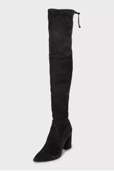 Suede over the knee boots with pointed toe