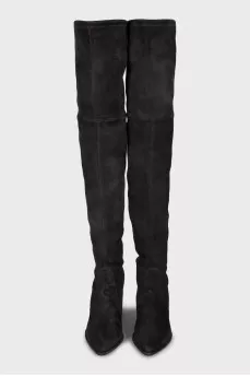 Suede over the knee boots with pointed toe