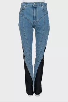 High waisted jeans with raised seams