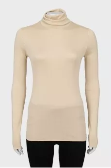 Beige cashmere and silk turtleneck