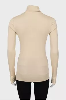 Beige cashmere and silk turtleneck