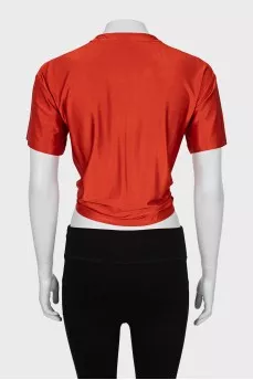 Cropped T-shirt with gold decor
