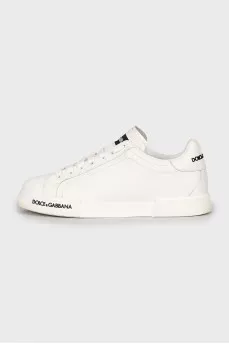 Leather sneakers with brand logo