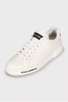 Leather sneakers with brand logo