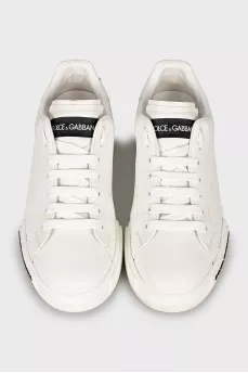 Leather sneakers with brand logo