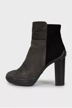 Suede ankle boots with block heel