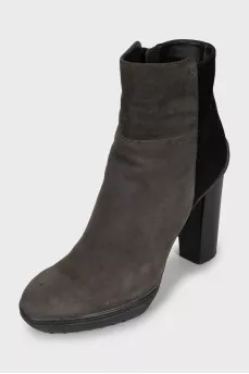 Suede ankle boots with block heel
