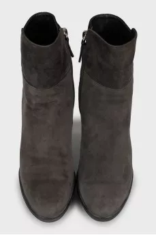 Suede ankle boots with block heel