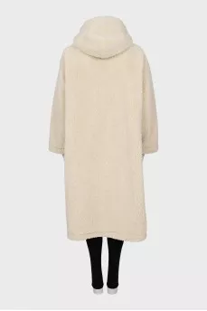 Eco-fur coat with a hood