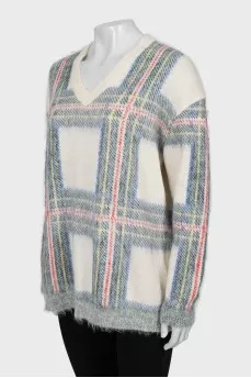 Loose sweater with long pile