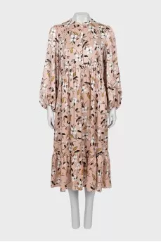 Fitted dress with printed buttons