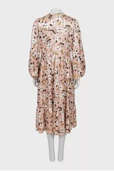 Fitted dress with printed buttons
