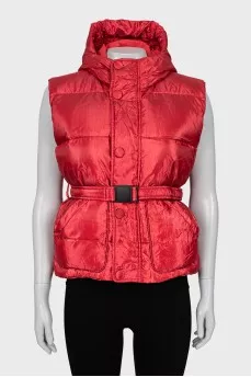 Red quilted vest