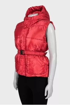 Red quilted vest