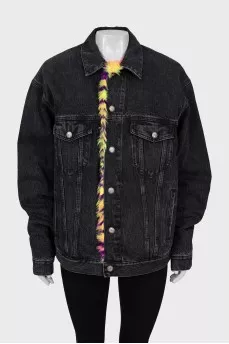 Oversized insulated denim jacket