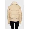 Beige down jacket with natural fur